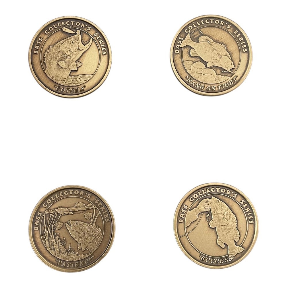 Bass Fishing Collectible Challenge Coins Medallions Set of 4‎